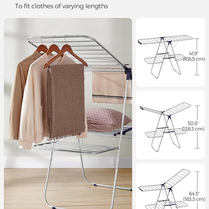 SONGMICS Clothes Drying Rack, Foldable 2-Level Laundry Drying Rack