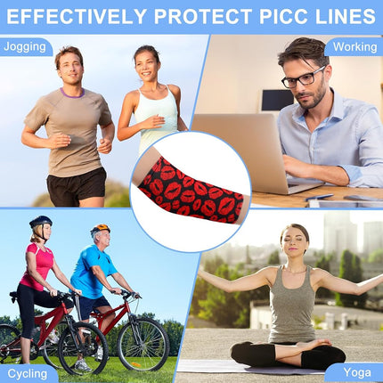 Cuffbow 12 Pcs PICC Line Reusable Sleeve Cover for Adults Upper Arm Breathable Cover Nursing Sleeve Protector Supplies, Stylish, One Size