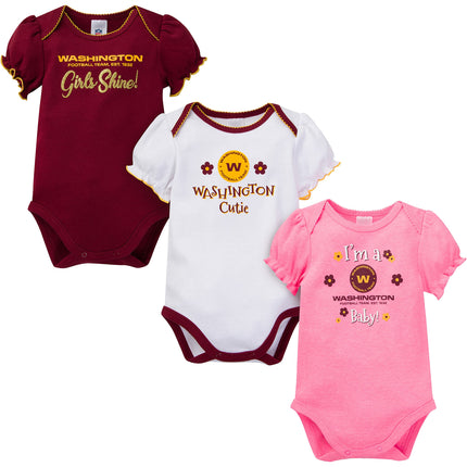 Gerber Baby Girl's NFL 3 Pack Short Sleeve Onesie 