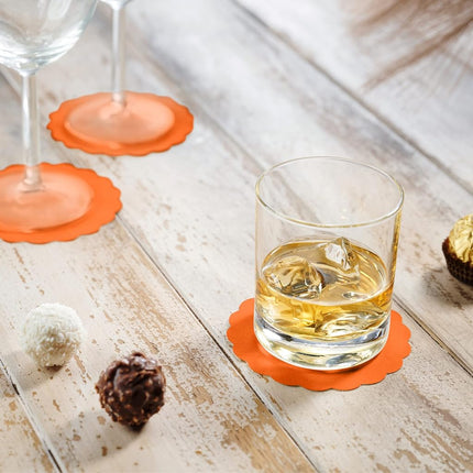 Disposable Orange Paper Coasters for Drinks, 3.5 Inch Round Coasters for Bar, Cocktail, Beverage, Wine Or Event, 500 Pack Bulk