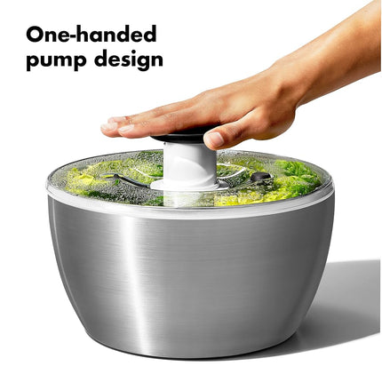 OXO Steel Salad Spinner, Stainless Steel, L