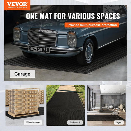 VEVOR Diamond-Plate Rubber Flooring Roll, 3 mm x 4 ft x 8 ft Garage Floor Mat, SBR Rubber Garage Flooring Roll, Easy to Clean, Diamond Plate Rubber Mat for Under Cars, Garage Industry Gym, Black