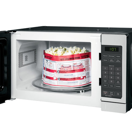 GE GCST07N1WSS Microwave Oven, 700 Watts, 6 Auto-Cook Settings, Kitchen Essentials for Countertop, Bedroom, or Apartment, Child Lock Technology 0.7 Cu. Feet, Steel