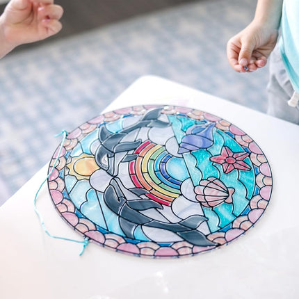 Melissa & Doug Stained Glass Made Easy Activity Kit, Arts and Crafts, Develops Problem Solving Skills, Dolphins, 180+ Stickers