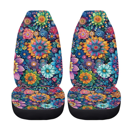 TOADDMOS Car Seat Covers Universal Fit Most Vehicles Boho Floral Blossoms 2 Packs Automotive Interior Accessories Fits Most Cars, Sedans, Vans, Trucks