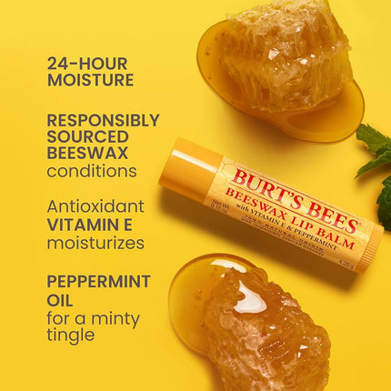 Burts Bees Beeswax Lip Balm Pack, 0.15 oz, 4-Piece