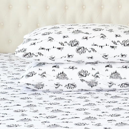 Elegant Comfort Ultra Soft 4-Piece 100% Turkish Cotton Flannel Sheet Set - Holiday Christmas Flannel Sheets, Warm and Cozy Premium Quality, Deep Pocket Fitted Sheet- Twin XL, Winter Cabin