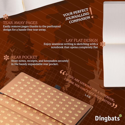 Dingbats* - Wildlife Lined Extra Large A4 Notebook - PU Leather Hardcover Journal for Work, Writing - Pocket, Elastic Closure, Pen Holder, Bookmark