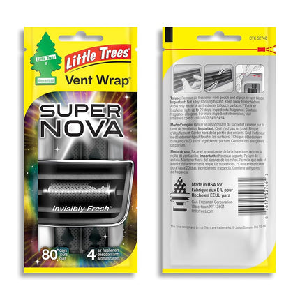 Ambientador de coche LITTLE TREES | Vent Wrap proporciona una fragancia duradera, ¡frescura invisible! | Supernova, 16 ambientadores