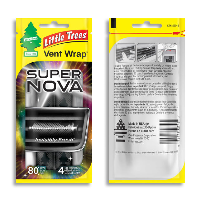 LITTLE TREES Car Air Freshener | Vent Wrap Provides Long-Lasting Scent, Invisibly Fresh! | Supernova, 16 Air Fresheners