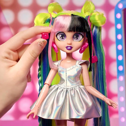 VIP Girls Hair Makeover Megan Fashion Doll with 11" Colorful Long Styling Hair and 5 Accessories Fashion Toy, Girls and Boys Ages 5 and Up, 10 Inch Doll