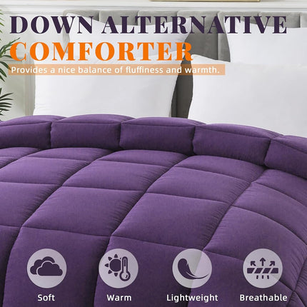 Down Alternative Comforter Purple King Size - All Season Duvet Insert