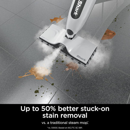 Serpillière vapeur Shark SteamSpot avec technologie Steam Blaster, 3 modes de vapeur, 2 patins lavables, réservoir d'eau amovible XL, légère, nettoyeur vapeur pour sols durs scellés, bois franc, carrelage, stratifié, S2001