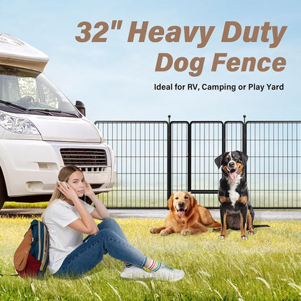 Parc pour Chien Simple Deluxe, Enclos 16 Panneaux de 81 cm de Haut avec Revêtement Antirouille, Parc Portable Pliable en Métal Robuste pour Chiens de Petite/Moyenne/Grande Taille, Camping-Car, Noir