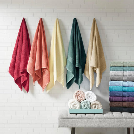 Madison Park 800GSM 100% Cotton Luxury Turkish Bathroom Towels, Highly Absorbent Long Oversized Linen Cotton Bath Towel Set, 8-Piece Include 2 Bath Towels, 2 Hand Towels & 4 Wash Towels, Grey