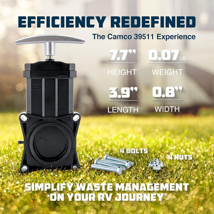 Camco RV Replacement Waste Valve with Handle - Features Durable Metal Handle & 1.5-Inch Diameter Valve Opening (39501)