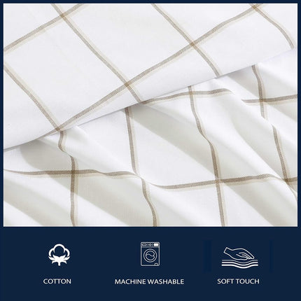 Nautica - Queen Bed Sheets, Lightweight Cotton Percale Bedding Set with Matching Pillowcases, Crisp & Cool, Oeko-Tex Certified (Plot Beige)