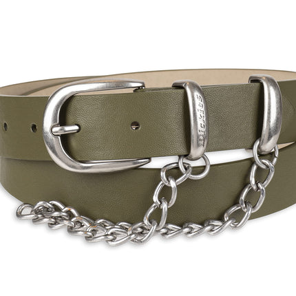 Dickies Women�s Leather Casual Belt, Olive Chain, 
