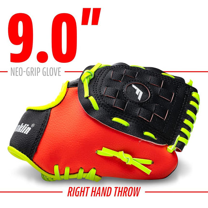 Guante de béisbol Franklin Sports para niños - Guante de béisbol infantil NeoGrip para niños y niñas - Manopla de béisbol para niños pequeños - Para lanzadores diestros - Rojo - 9.0"