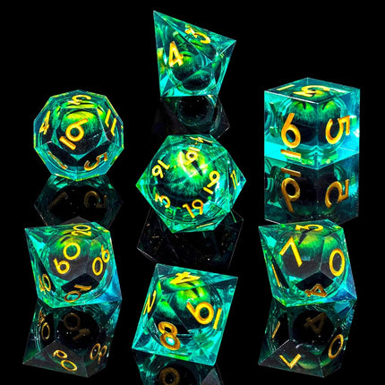 Beholder's Dragon Eye DND Dice Set,Sharp Edge Liqu
