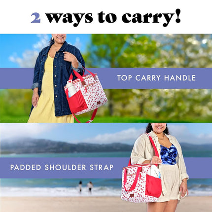 Fit & Fresh, 24-Can Soft Cooler Bag Insulated Leak-Resistant, Portable Soft Cooler, Large Cooler, Soft Sided Cooler Bag, Travel Cooler, Cherry