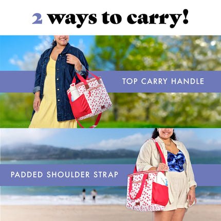 Fit & Fresh, 24-Can Soft Cooler Bag Insulated Leak-Resistant, Portable Soft Cooler, Large Cooler, Soft Sided Cooler Bag, Travel Cooler, Cherry