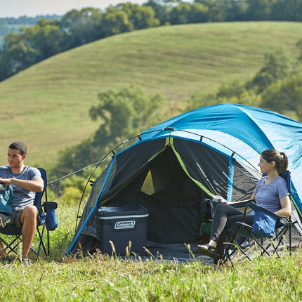 Coleman Camping Tent with Screen Room | 4 Person Carlsbad Dark Room Dome Tent with Screened Porch, Green/Black/Teal (Teal, Black, Blue)