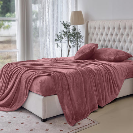 Juego de sábanas de franela de felpa de terciopelo de 4 piezas Elegant Comfort, lujosamente suave - Calidad premium - Cálido y acogedor, antiestático, de terciopelo de franela polar antipeeling con bolsillos profundos - Twin XL, Rosa