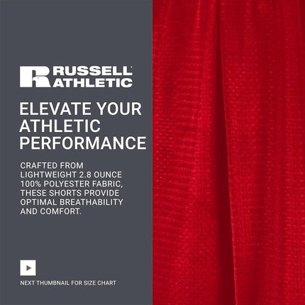 Russell Athletic Men's Mesh Short with Pockets, True Red, X-Large