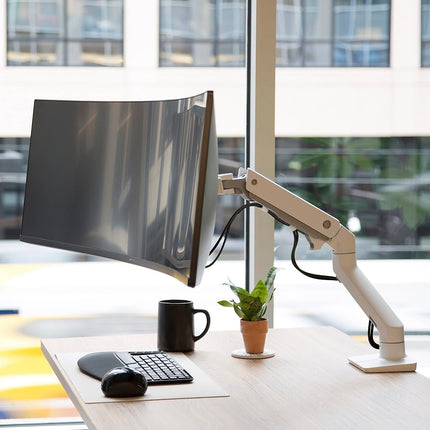 Ergotron – HX HD Premium Heavy Duty Gaming Monitor Arm, Single Monitor Desk Mount – for 1000R Curved Ultrawide Monitors Up to 49″, 12.7-19.1kg, VESA 75x75mm or 100x100mm – White (45-647-216)