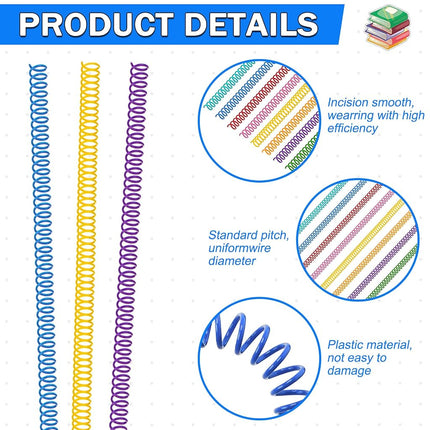 120 Pack Plastic Spiral Binding Coils Binder Binding Spirals Rings Multi Size Spiral Binding Wire Combs Spines Coils, 4:1 Pitch (5/16 Inch,Multicolor)