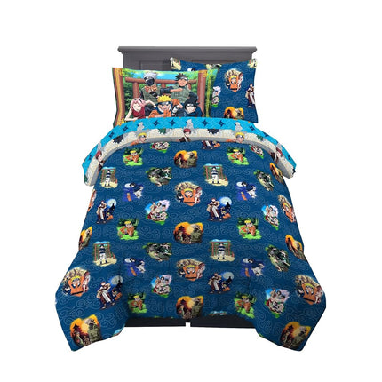 Juego de edredón y sábanas supersuaves de anime de Naruto de Franco con funda de almohada, 5 piezas, tamaño individual