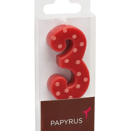 Lot de bougies d'anniversaire Papyrus Premium, à pois rouges (chiffres de 0 à 9, 10 pièces)
