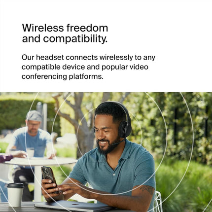 Belkin SoundForm Adapt Wireless Headset with Microphone, wireless headphones with built-in boom mic, multipoint connection, ENC, 65+H Bluetooth computer over ear headphones for PC, laptop, office
