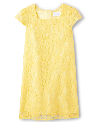 The Children's Place Girls Lace Dresses, Yellow-la
