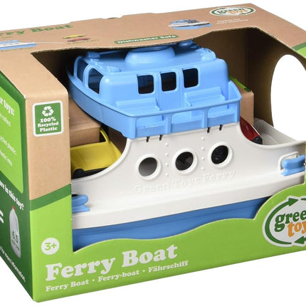 Green Toys Ferry Boat, azul/blanco 4C - Juego de imitación, habilidades motrices, juguete de baño flotante para niños. Sin BPA, ftalatos, PVC. Apto para lavavajillas, plástico reciclado, fabricado en EE. UU.