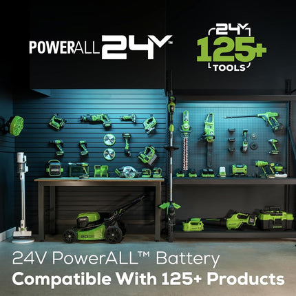 Greenworks 24V 10" Cordless Compact Chainsaw (Great for Storm Clean-Up, Pruning, and Firewood), 2.0Ah Battery and Charger Included