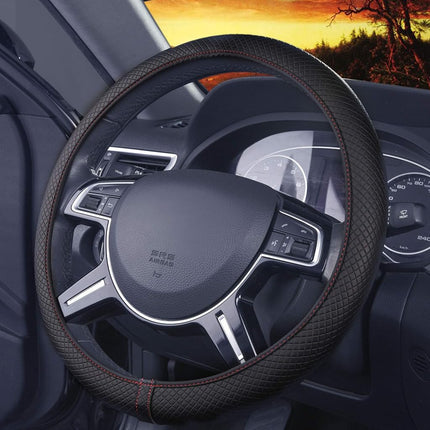 FH Group FH2020RED Cubierta de volante flexible de piel sintética y silicona, material doble, antideslizante, máxima protección, ajuste universal para la mayoría de coches, camiones, SUV y furgonetas