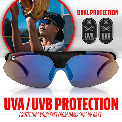 Franklin Sports MLB - Flip Up Baseball + Softball Sunglasses for Kids + Adults - Lightweight Sport Sunglasses for UV Protection, Black