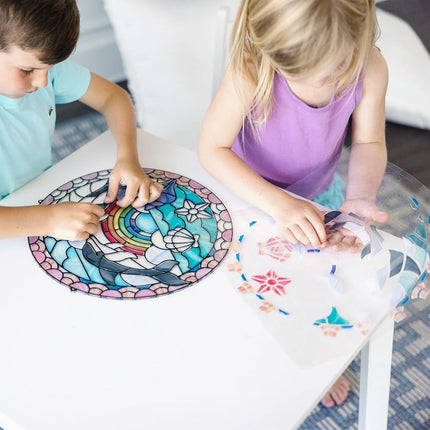 Melissa & Doug Stained Glass Made Easy Activity Kit, Arts and Crafts, Develops Problem Solving Skills, Dolphins, 180+ Stickers