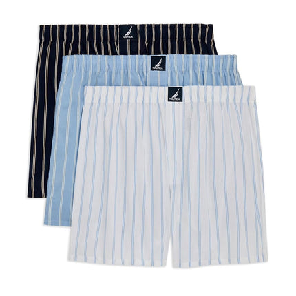 Nautica Men's Classic Cotton 3-Pack Woven Boxers, 