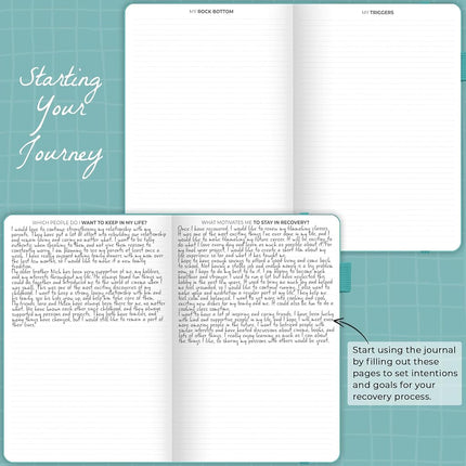 Clever Fox Addiction Recovery Journal, Daily Sobriety Planner A4 Turquoise