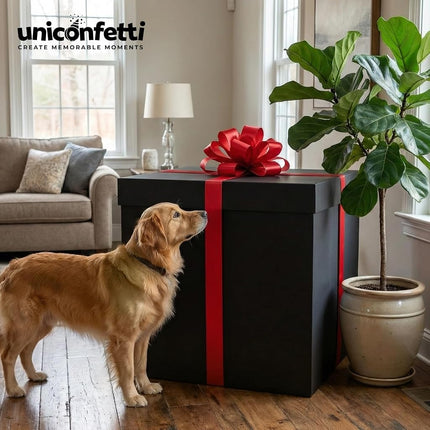 Extra Large Gift Box 28x28x28"—Giant Black Gift Boxes with Lid for Large Gifts, Big Presents for Birthday Surprise, Special Occasions, Unique Celebrations, Not for Heavy-Duty Storage Use