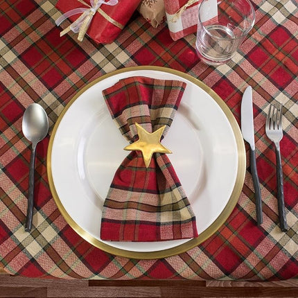 DII 100% Cotton, Machine Washable, Dinner and Holiday Tablecloth 60x84, Campfire Plaid, Seats 6 to 8 People