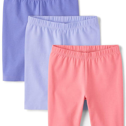 The Children's Place Girls' Solid Bike Shorts, Periwinkle 3-Pack, Large