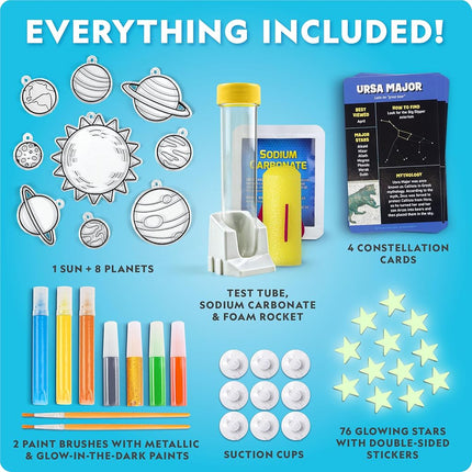 National Geographic Mega Space Activity Kit - Science Experiment & Craft Kit for Kids with 100+ Pieces, Launch a Rocket, Make Constellations with Glow in The Dark Stars, Paint a Solar System & More