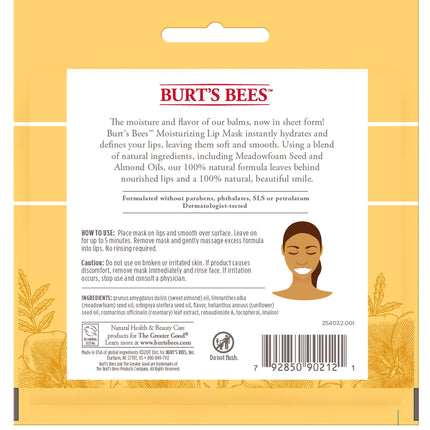 Burt's Bees Mascarilla labial hidratante de origen 100 % natural, cuidado labial acondicionador de un solo uso, 1 unidad (el empaque puede variar)
