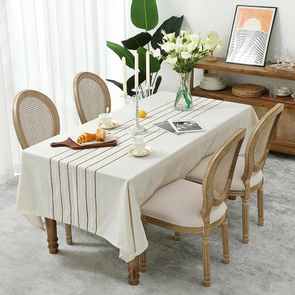 Chassic 54 x 72 inches Farmhouse Style Linen tablecloths, Boho Wrinkle Resistant Washable Small Rectangle Table Cloth for Dining Room, Kitchen, Wedding and Holiday Decorative - Cream