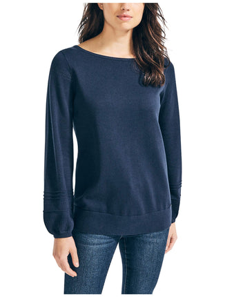 Nautica Women's Classic Soft Cotton Boat Neck Swea