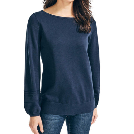 Nautica Women's Classic Soft Cotton Boat Neck Swea